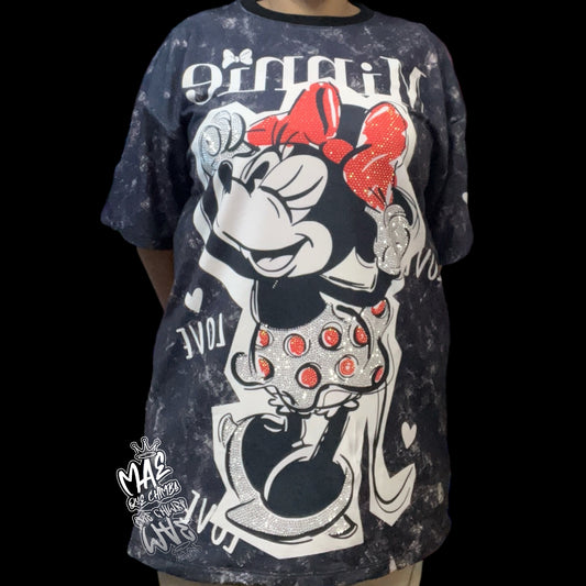 Blusón oversize Minnie Negra Tela Burda