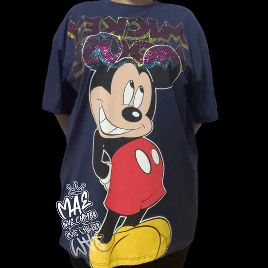 Blusón oversize Mickey sonriente azul