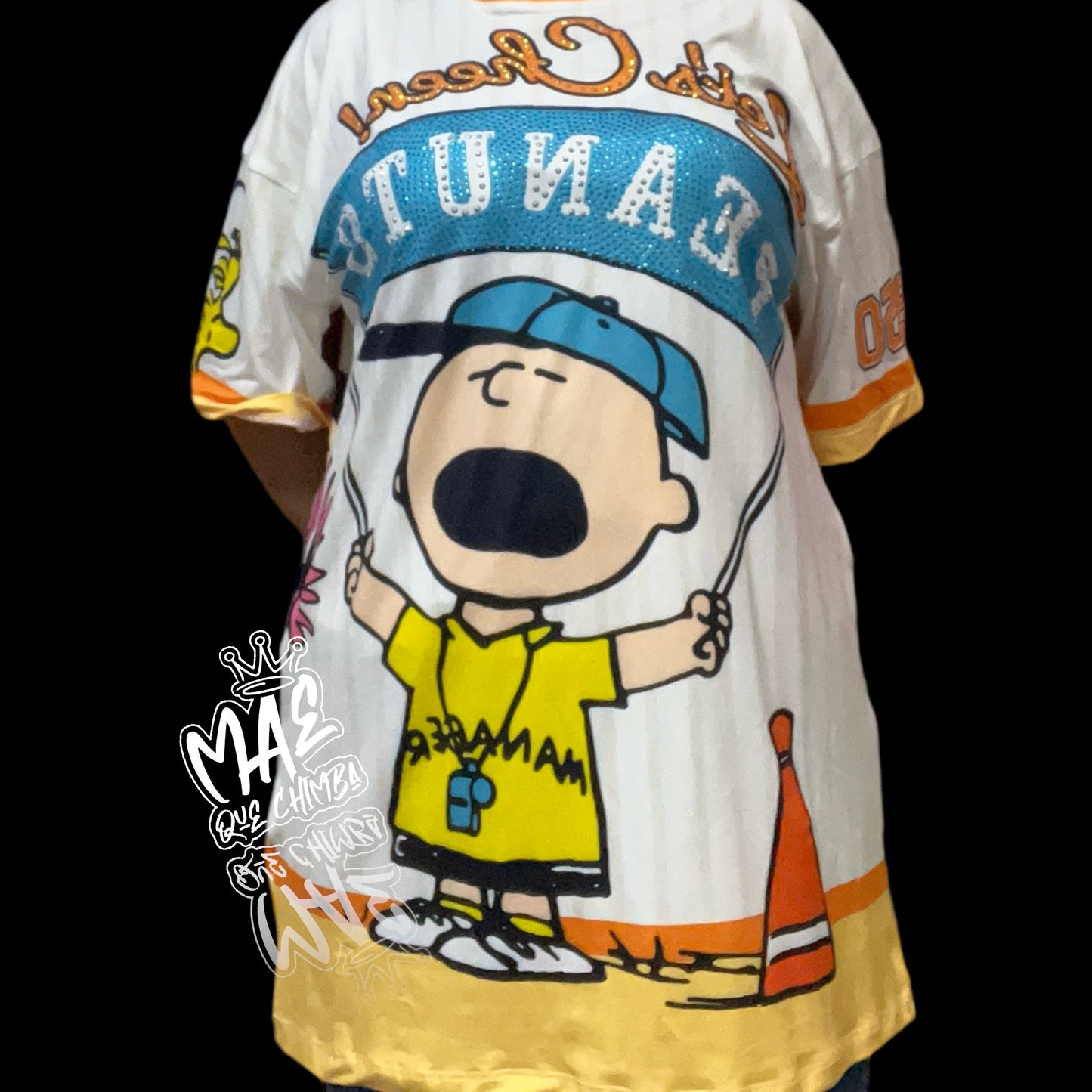 Blusón oversize Charlie Brown beige/naranja