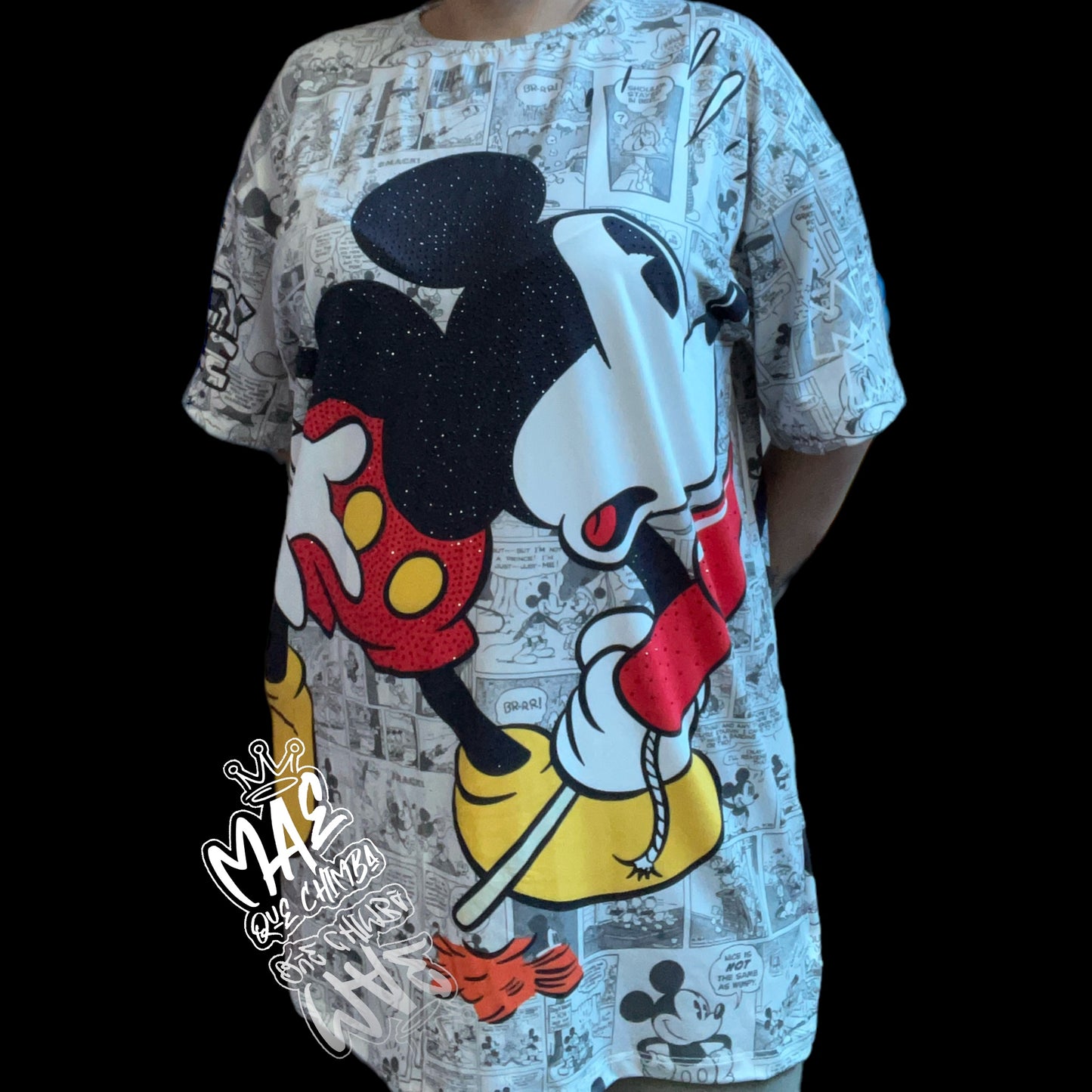 Blusón oversize Mickey Mouse historieta gris