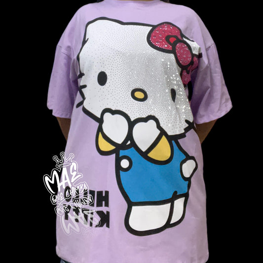 Blusón oversize Hello Kitty morada grande