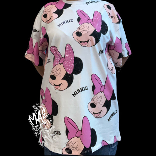 Blusón oversize caritas Minnie blanco