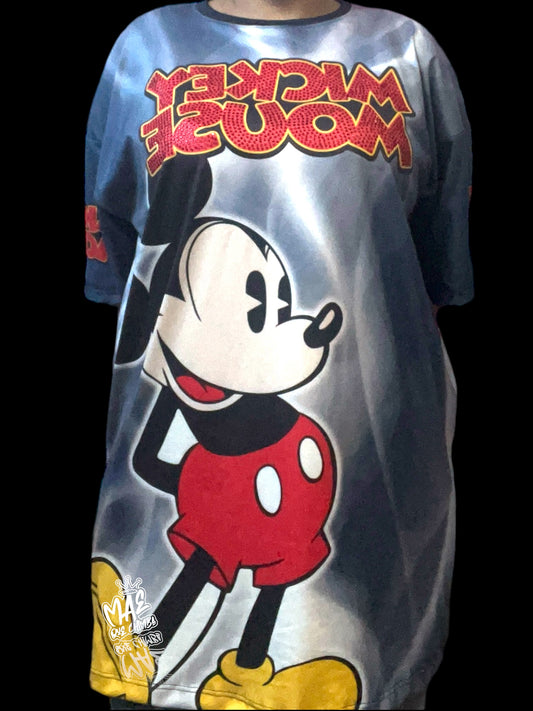 Blusón oversize Mickey Tydie gris/blanco