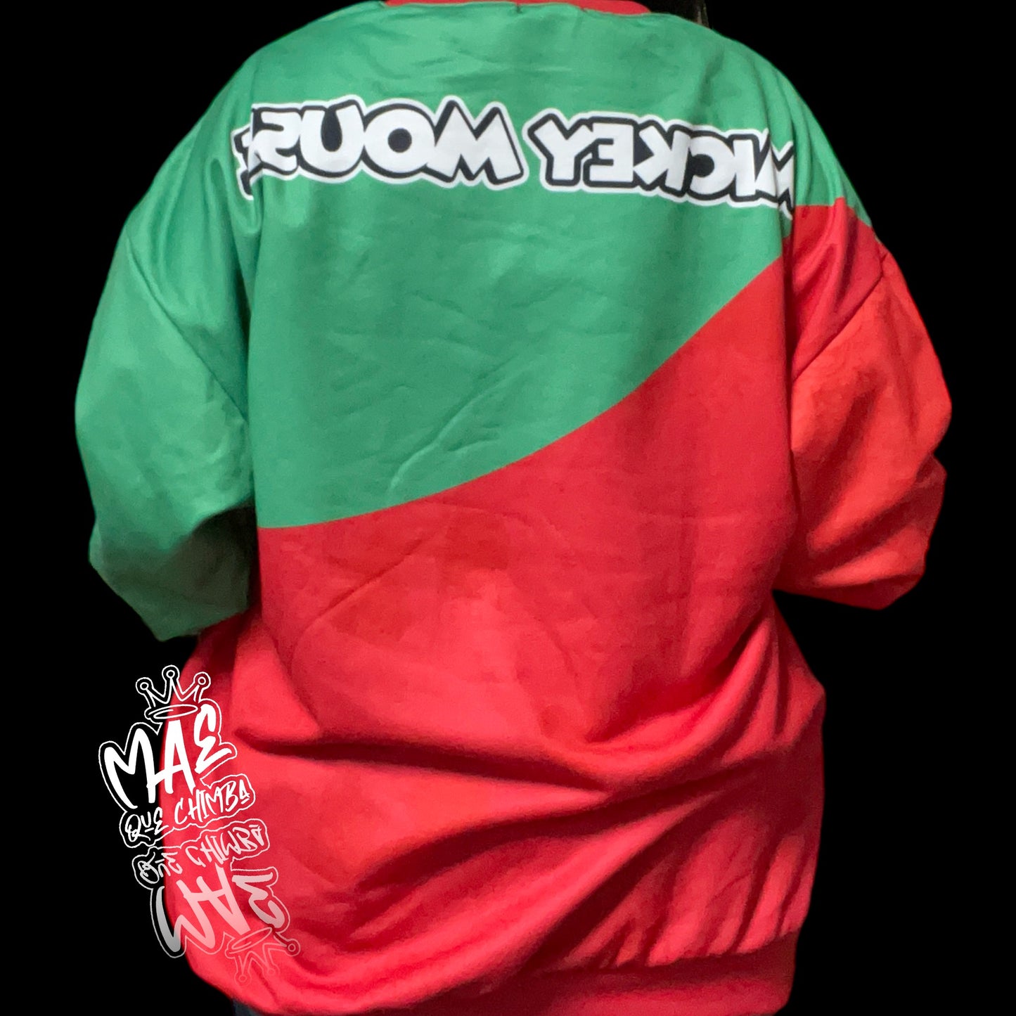 Sueter oversize Mickey Mouse Verde/rojo navideño