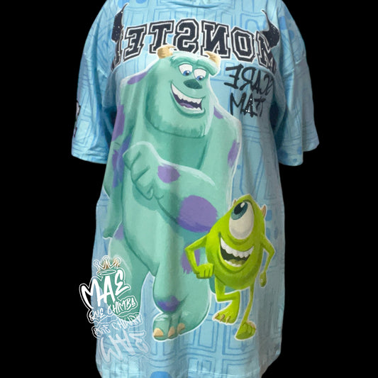 Blusón oversize Monster INC Celeste