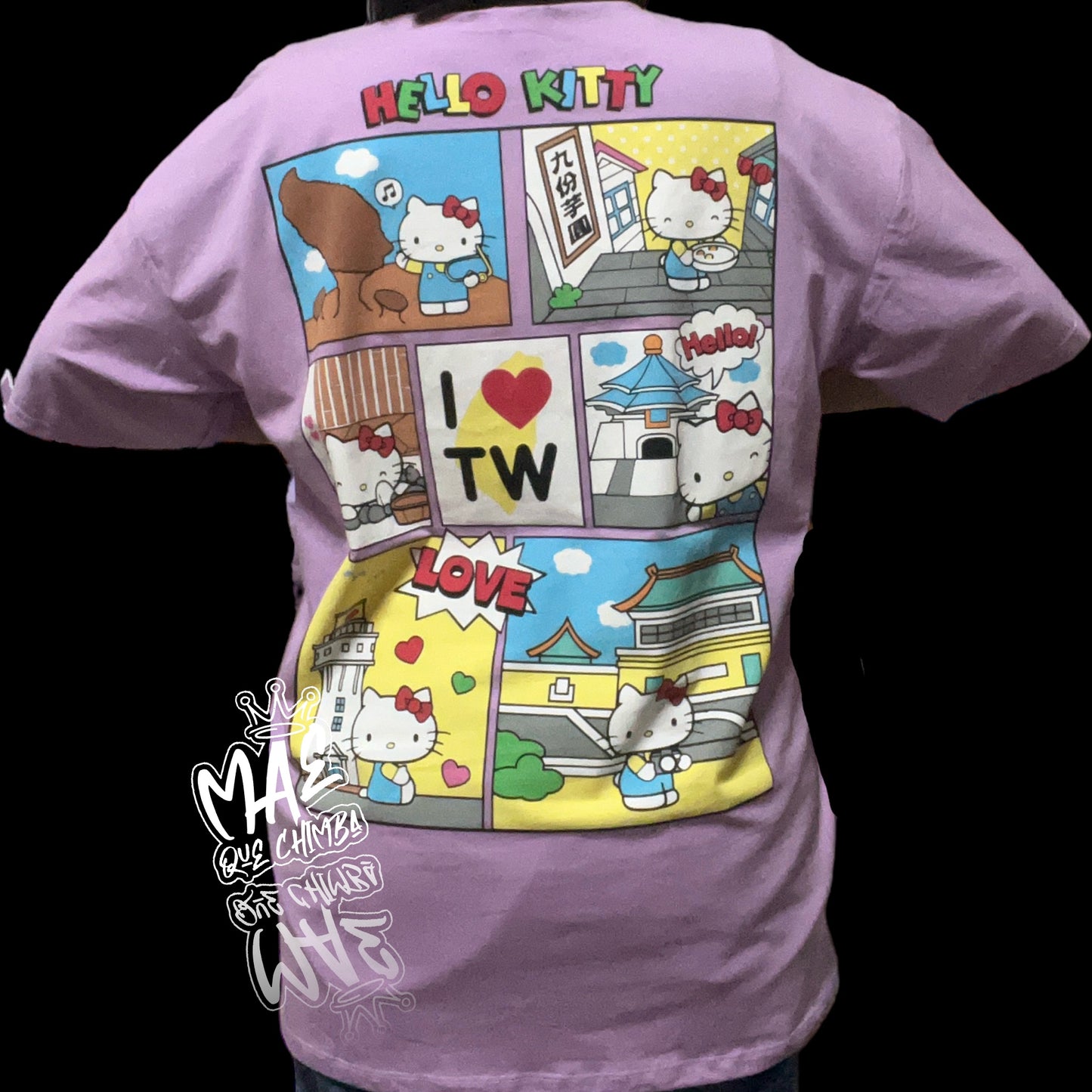 Bluson oversize Hello kitty comic en espalda morado