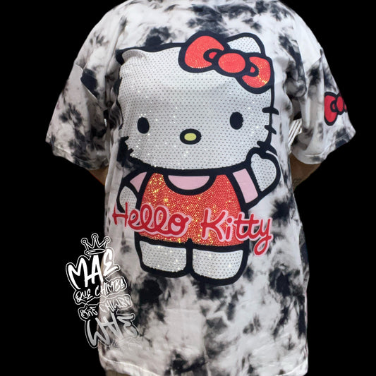 Bluson oversize Hello Kitty blanco manchas negras