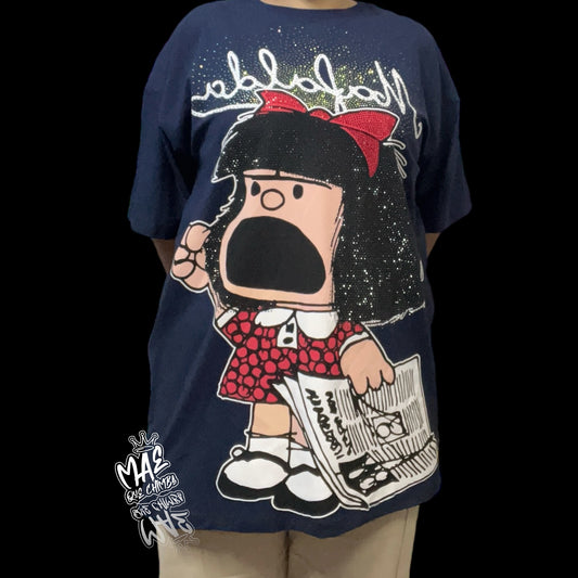 Blusón oversize Mafalda gritando Azul