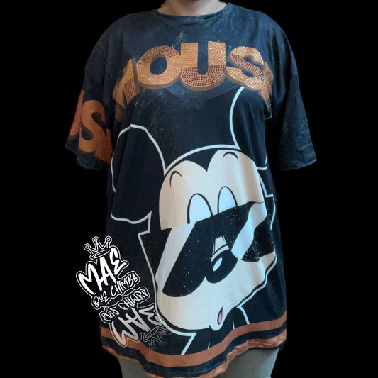 Blusón oversize Mickey Mouse negro/cafe