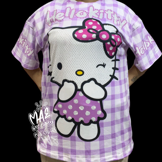 Bluson oversize Hello kitty cuadritos morada