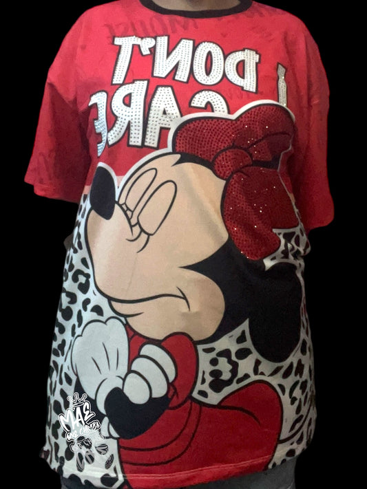 Blusón Minnie print roja Tela Burda